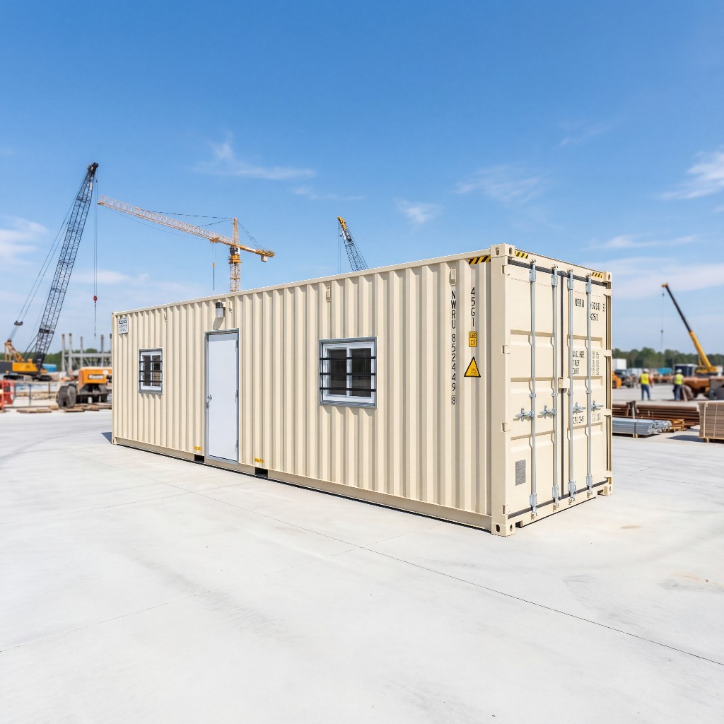 40 foot container office and storage unit on a job site